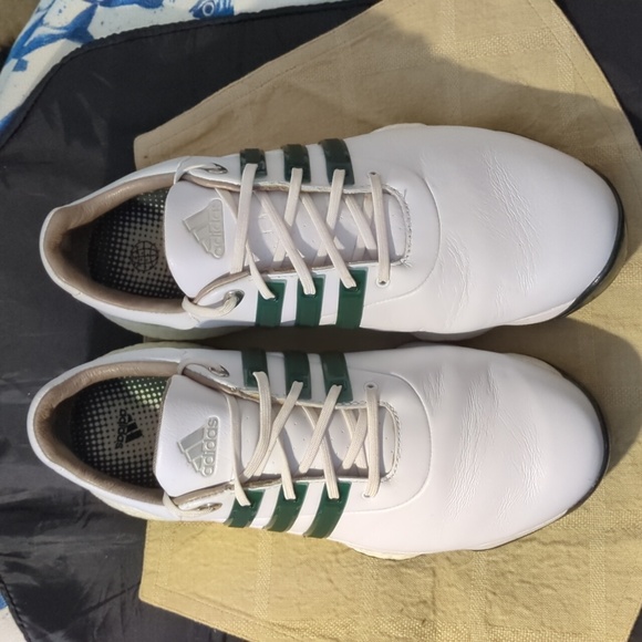 Adidas Men's Professional Tour 360 Golf Shoes In White & Dark Green Only $75 - Picture 3 of 7